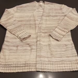 Caslon Long Cream and Gray Cardigan Sweater